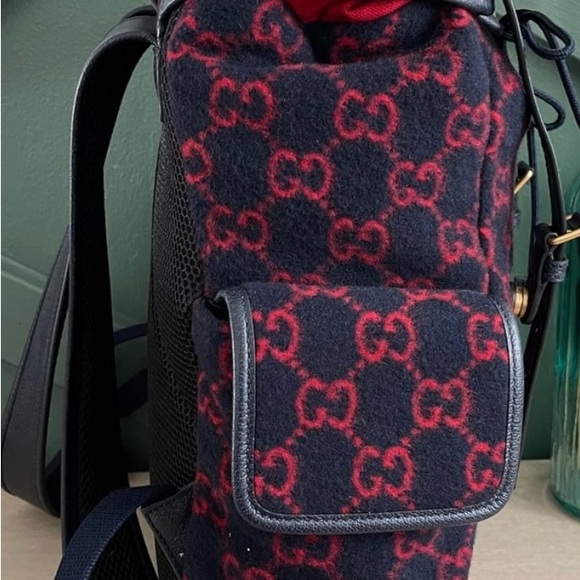 SOLD! Gucci Wool Monogram Backpack Like  New! 16.5 by 10.5 - Picture 4 of 12